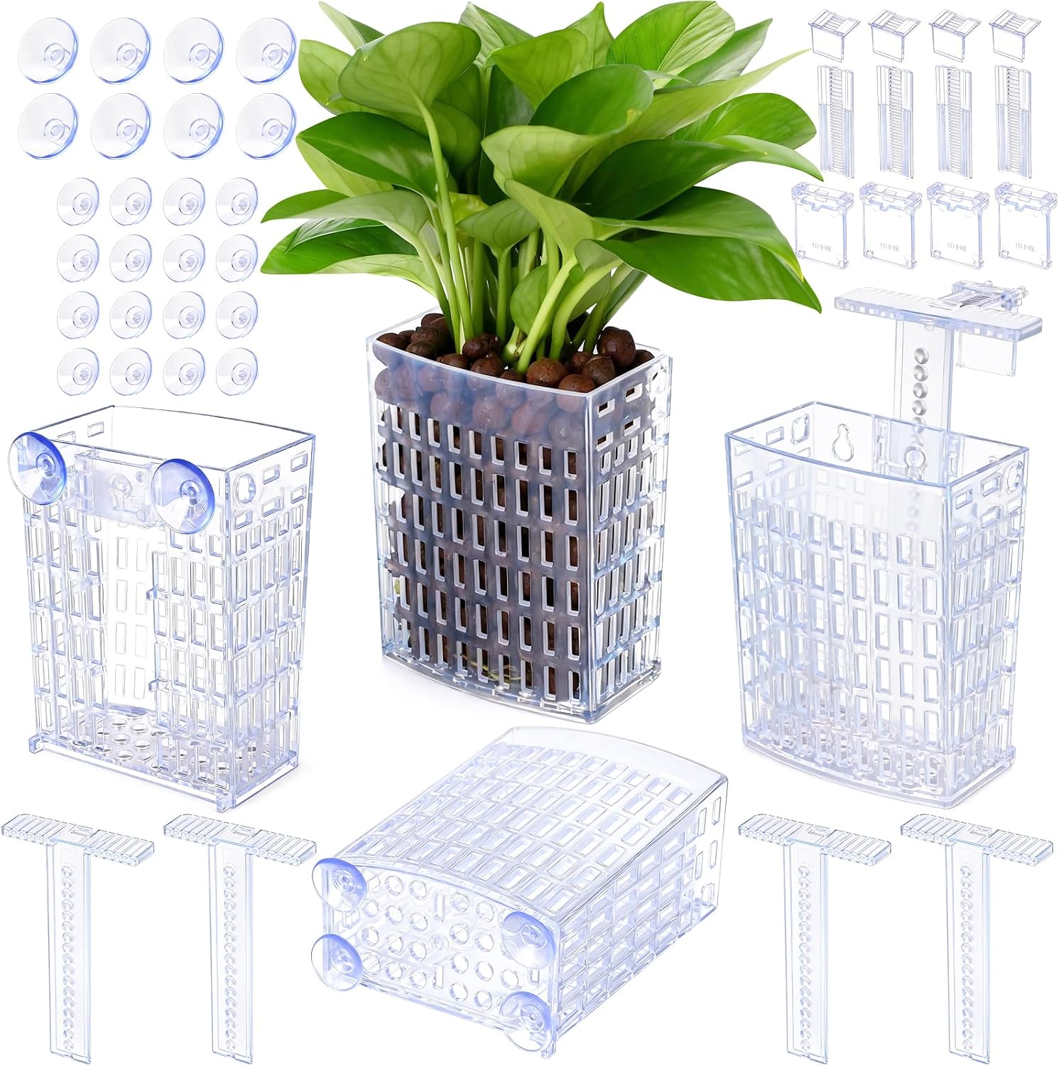 2026 Latest Upgraded Aquarium Plant Holder Adjustable Height with Extendable Hook and Suction Cup for Fish Tank