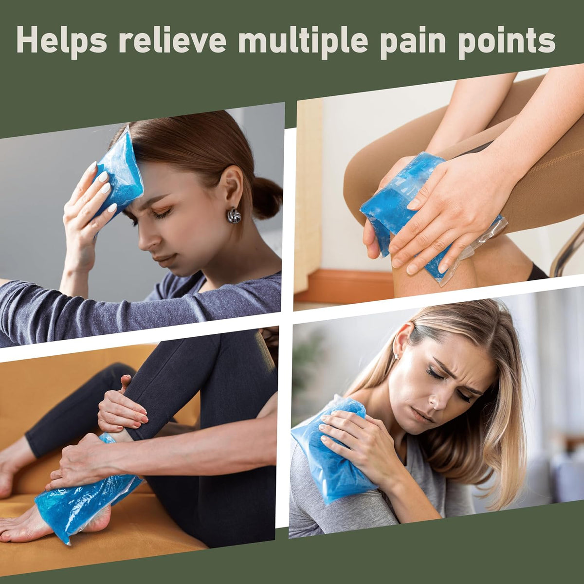 Flexible Cold Gel Ice Pack Reusable, 9.5" x 4.5", 4 Pack