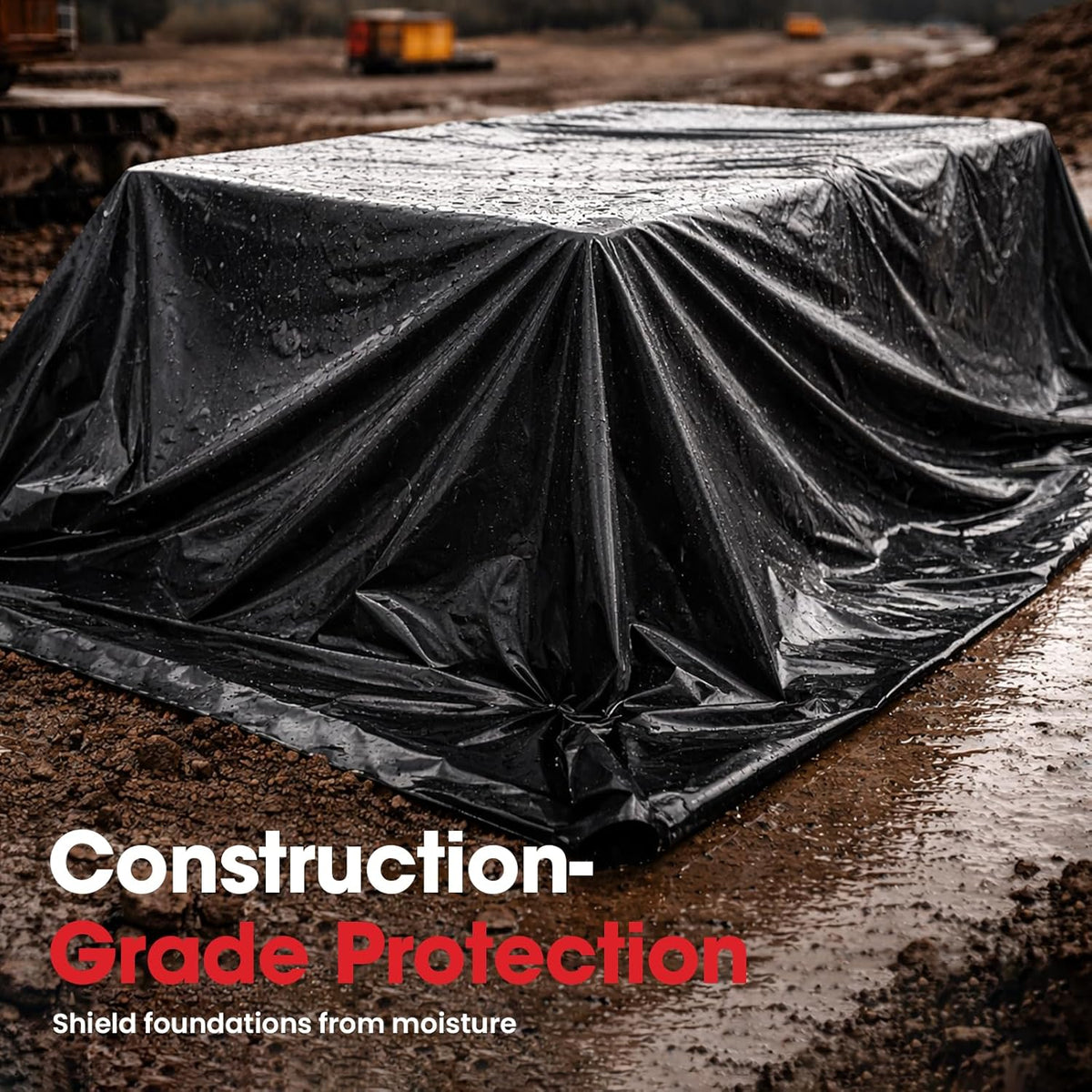 6 Mil Black Plastic Sheeting (6' x 100') - Heavy Duty, Waterproof, UV Resistant Polyethylene Sheeting Roll for