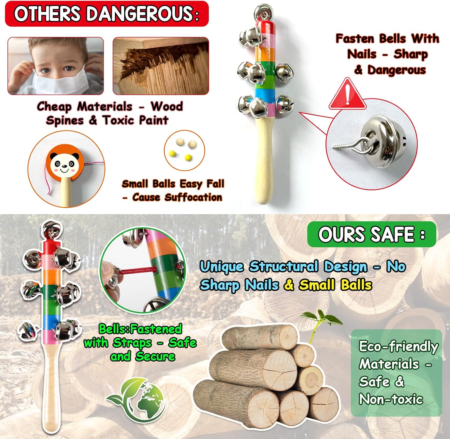 Toddler Musical Instruments,Wooden Percussion Instruments Toy for Kids Preschool Educational Musical Toys Set for