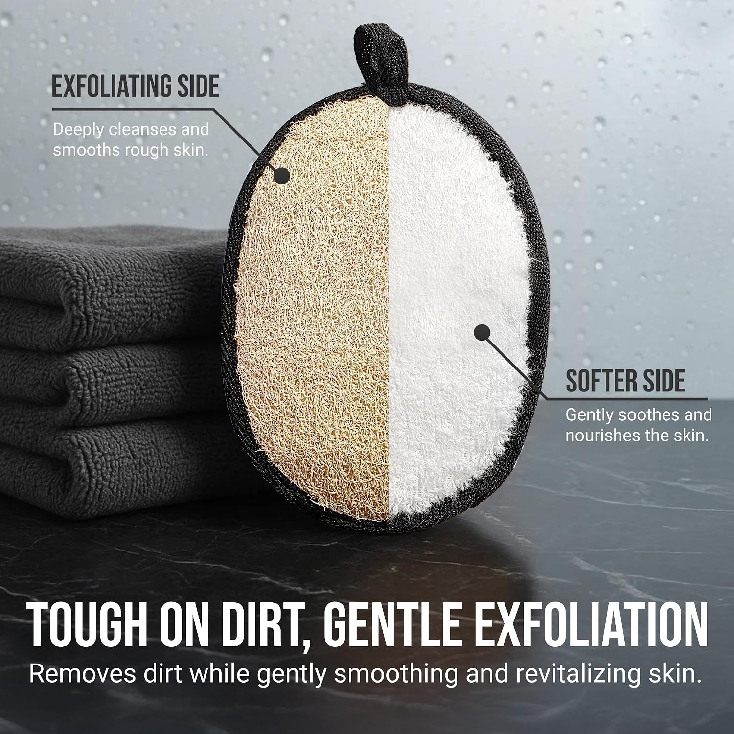 SERRENTO Loofah Body Scrubber Back Scrubber - Egyptian Luffa Shower Sponge for Men, Bath Sponge Exfoliator, Body Wash