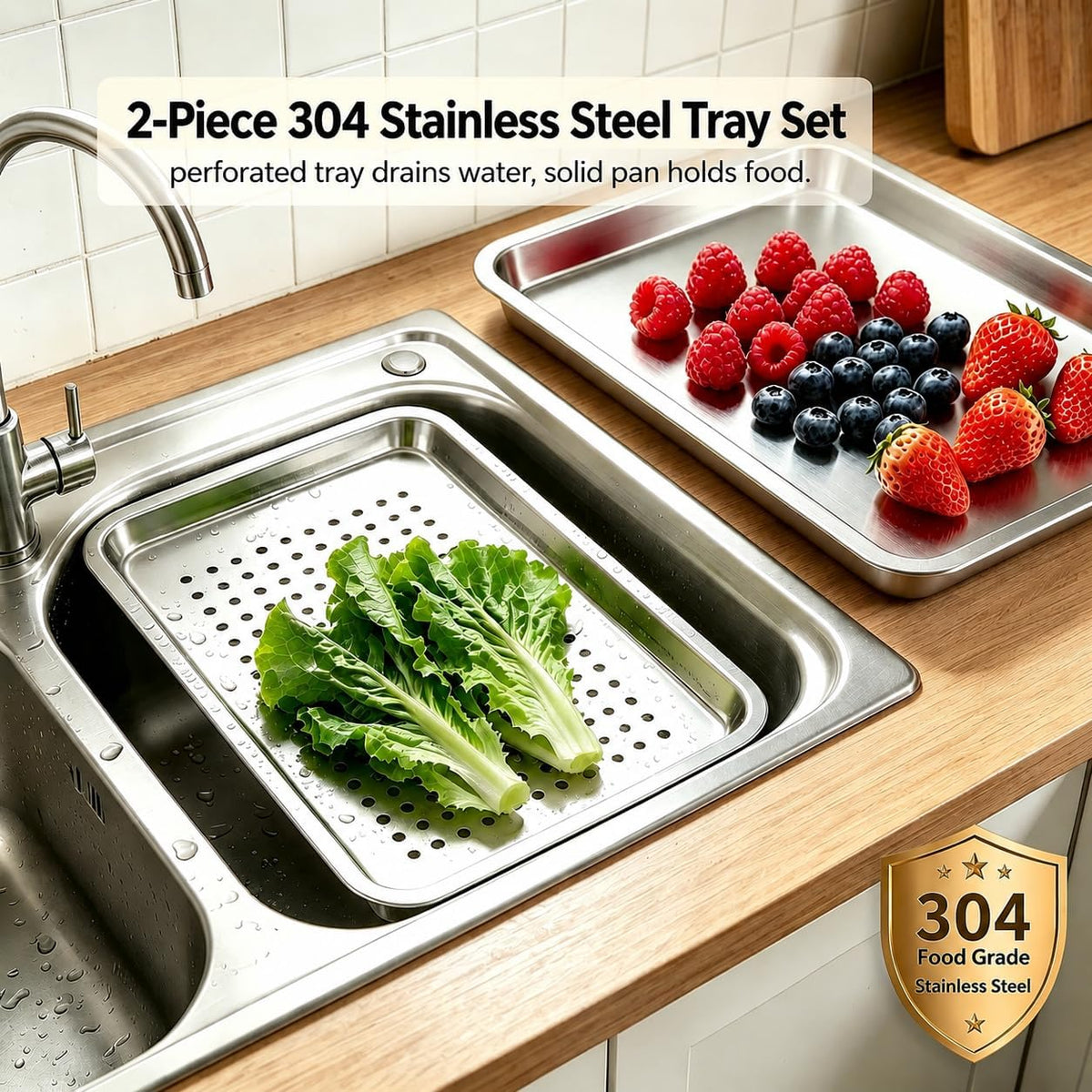 17.5" Half Sheet Baking Pan & Perforated Crisping Tray Set