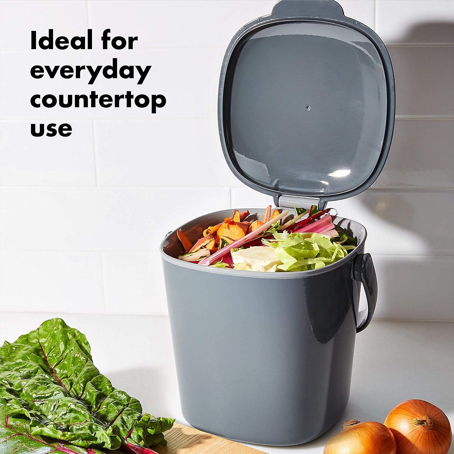 Good Grips Easy-Clean Compost Bin, Charcoal - 0.75 GAL