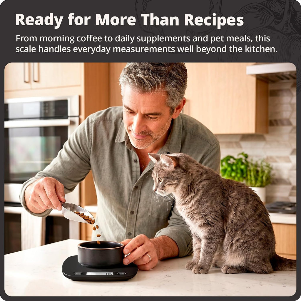Food Scale, Slim & Compact Build, 1g Precision (Matte Black)