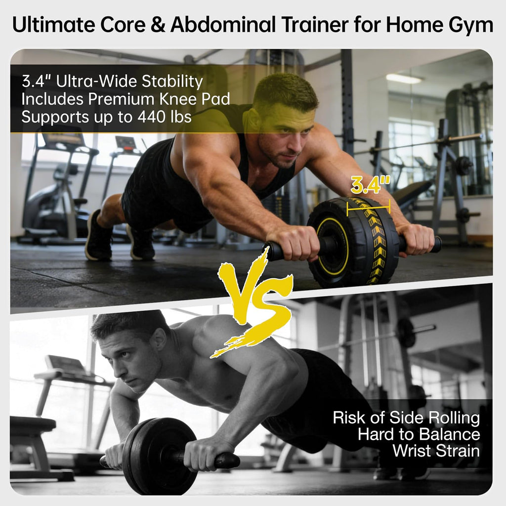 Ab Roller Wheel for Abs Workout - Core Strength Training Equipment for Home Gym with Knee Pad, Abdominal Exercise