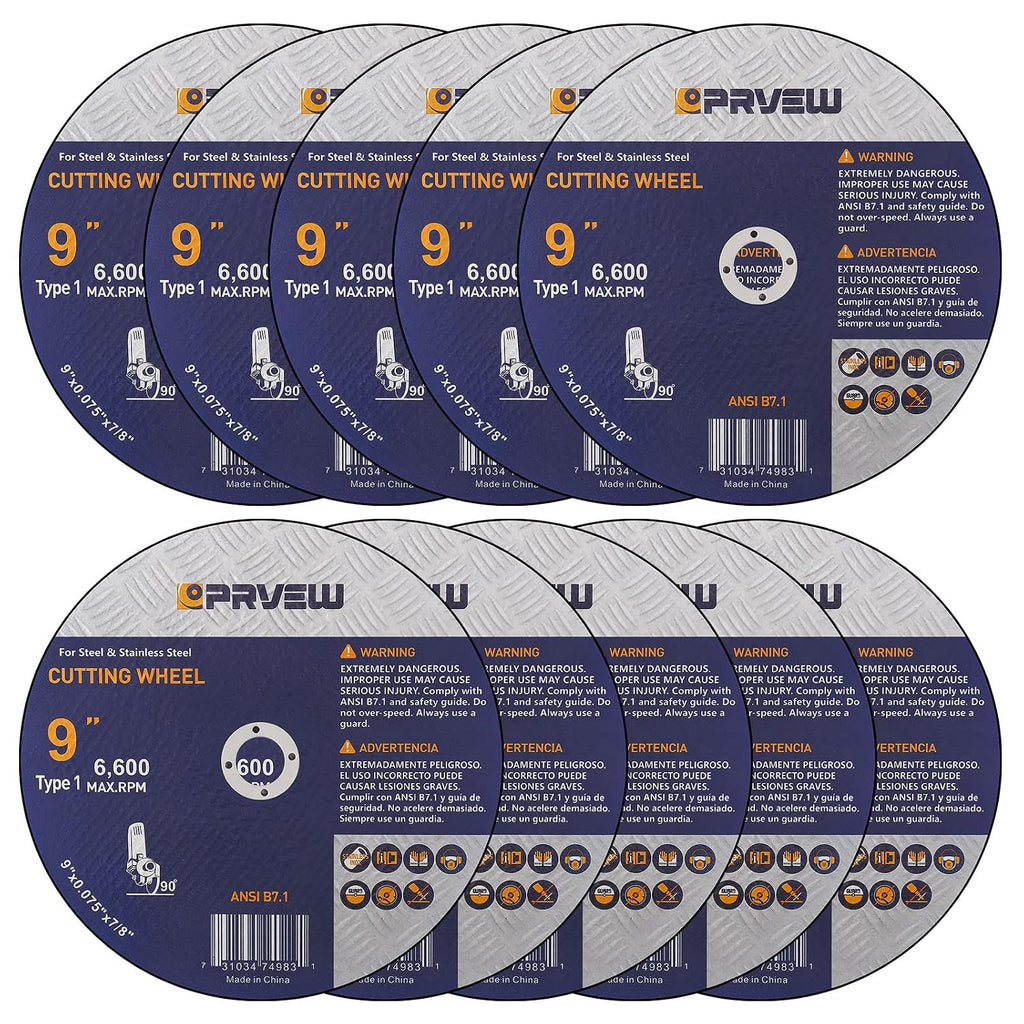 10-Pack Cut Off Wheels 9-Inch,9"x0.075"x7/8" Quality Cutting Disc