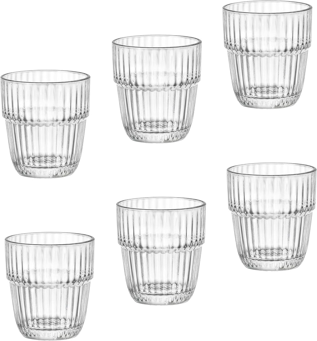 Barshine 10.38 oz. Rocks Stackable Tempered Drinking Glasses, Set of 6, Clear
