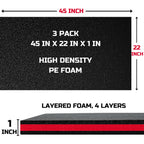 Tool Box Foam Organizer 45x22x1 inch 3Pack, Kaizen Sheets for Pro Tool Control, Custom Tool Shadow Inserts for Cases