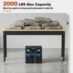 69" Heavy Duty Workbench, Rubber Wood Work Table, Workbench on Wheels, Height Adjustable Workstation Desk, Workshop