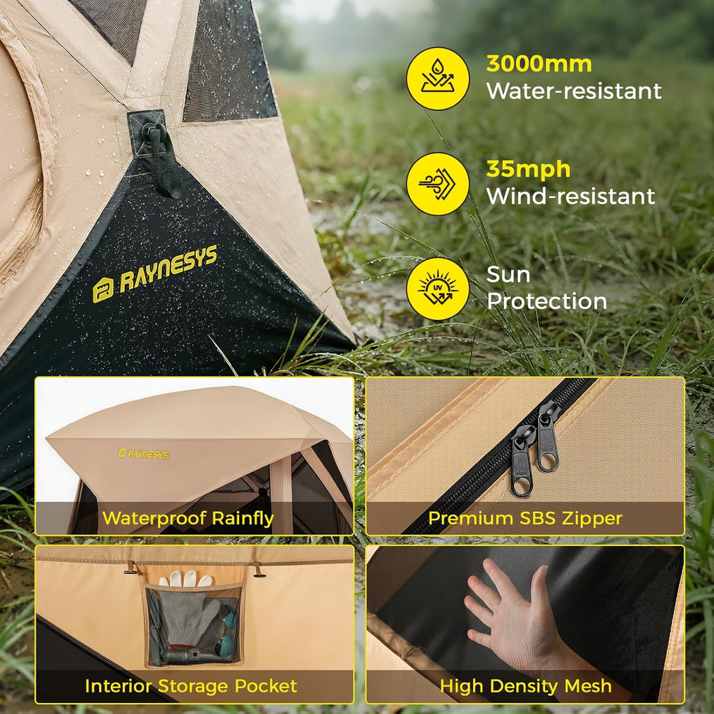 4 Person Camping Tent, Setup in 60 Seconds, Waterproof,Pop up Tents | Instant setup in 60 Seconds,Spacious