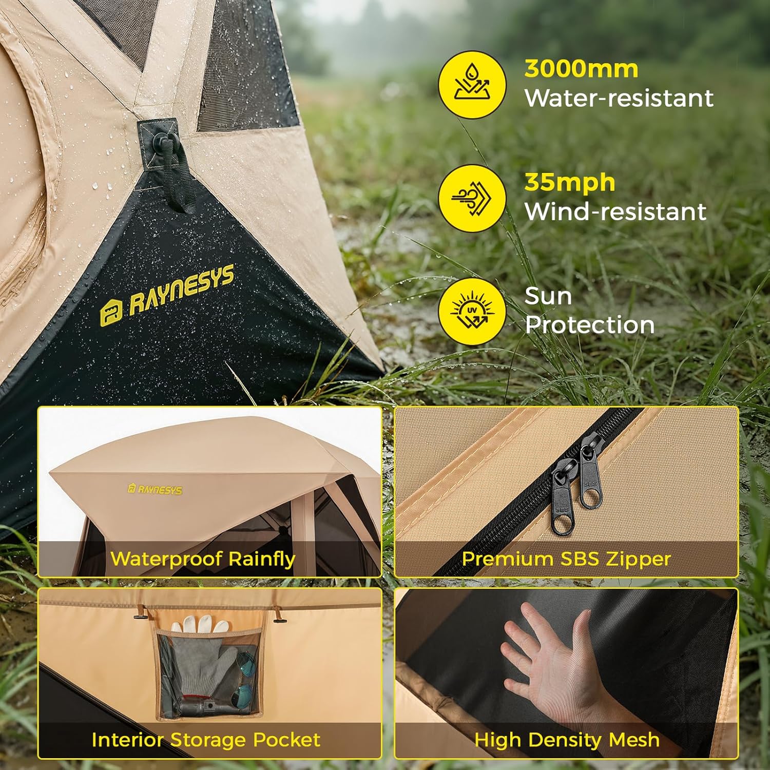 4 Person Camping Tent, Setup in 60 Seconds, Waterproof,Pop up Tents | Instant setup in 60 Seconds,Spacious