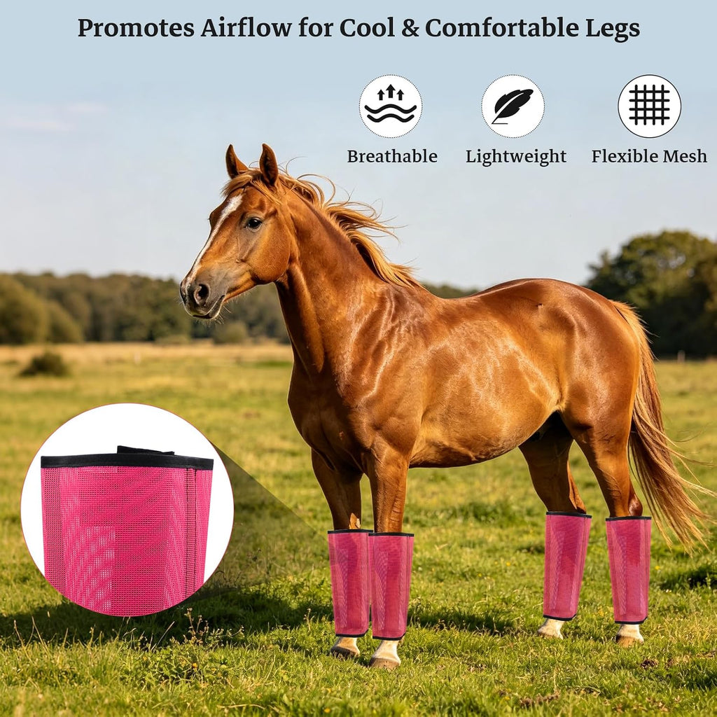 Mesh Horse Fly Boots, Pink, Set of 4