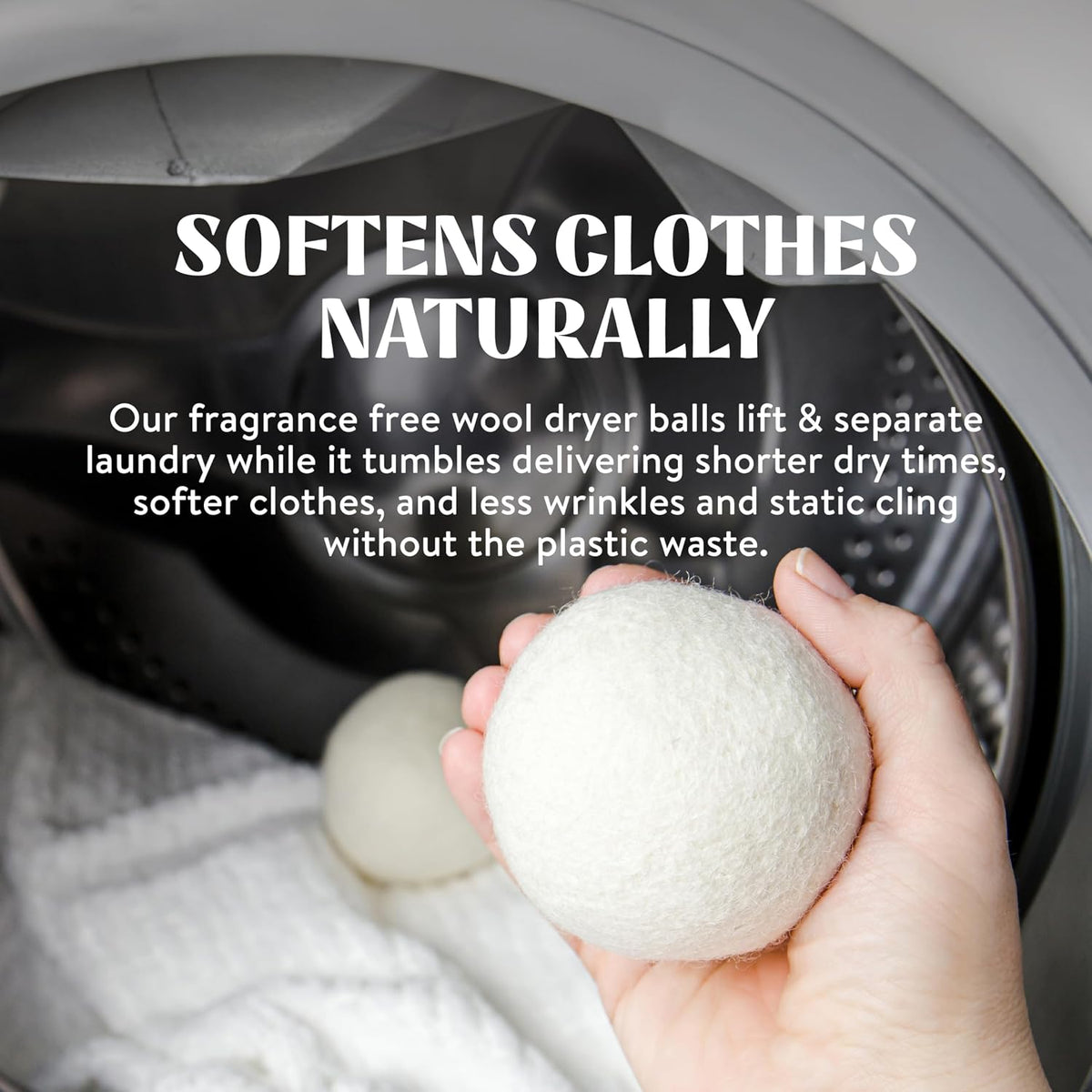 Wool Dryer Balls (3 Count) - Made from 100% New Zealand Wool - Biodegradable Dryer Balls - Shorten Dry Times, Soften