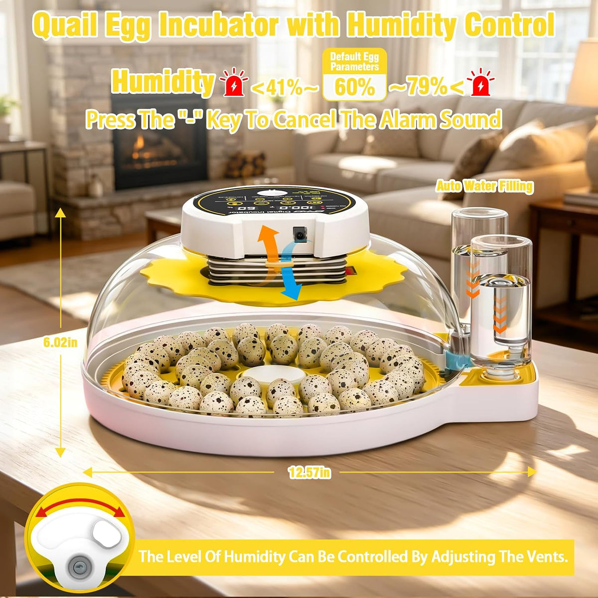 40 Quail Egg Incubator with Automatic Egg Turning Humidity Control Eggs