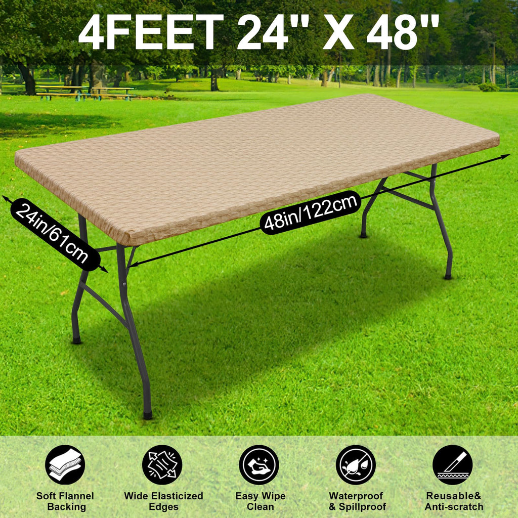 Rectangle Table Cloth, Waterproof Plastic Table Cover for 4FT Tables