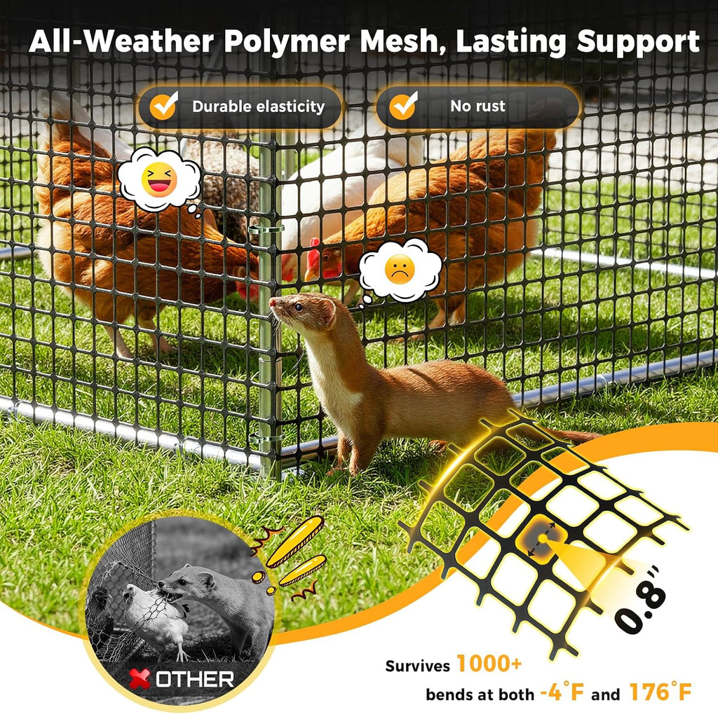 Walk in Chicken Coop, 13.1x9.8x6.6ft Chicken Run for Yard with Cover