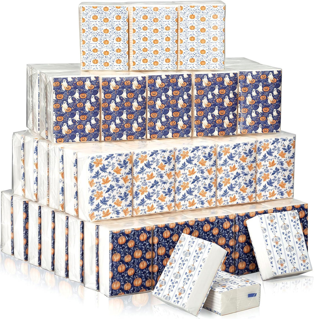 20 Pack Fall Pocket Tissues Packs Travel Size Bulk, Elegant