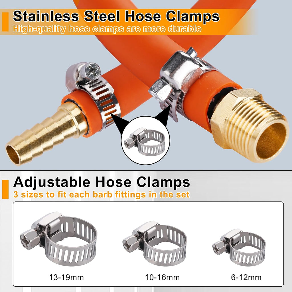 48PCS Brass Hose Barb Fittings with Clamp,Splicer Mender & Adapter