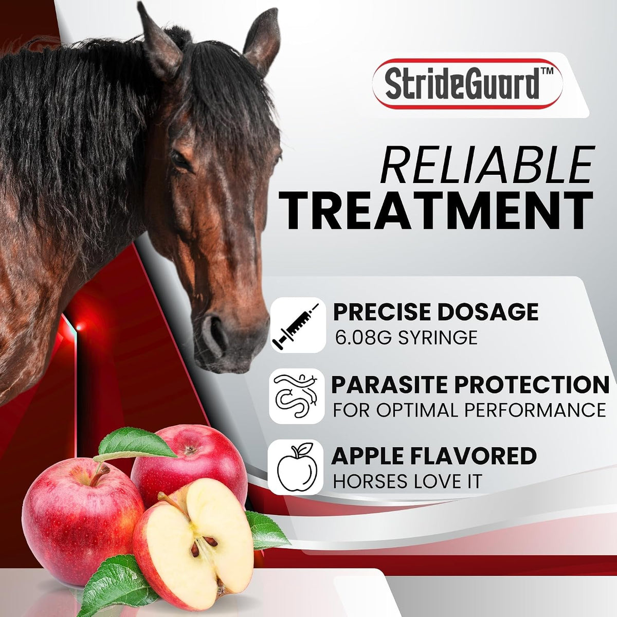 Horse Ivermectin Paste 1.87% – Apple Flavored Oral Horse Dewormer Syringe – 6.08g Tube Treats Horses Up to 1,250 lbs