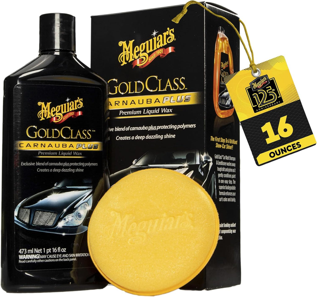 Gold Class Carnauba Plus Premium Liquid Wax Kit, Car Detailing Kit with a Pure Carnauba Wax Blend and a Foam