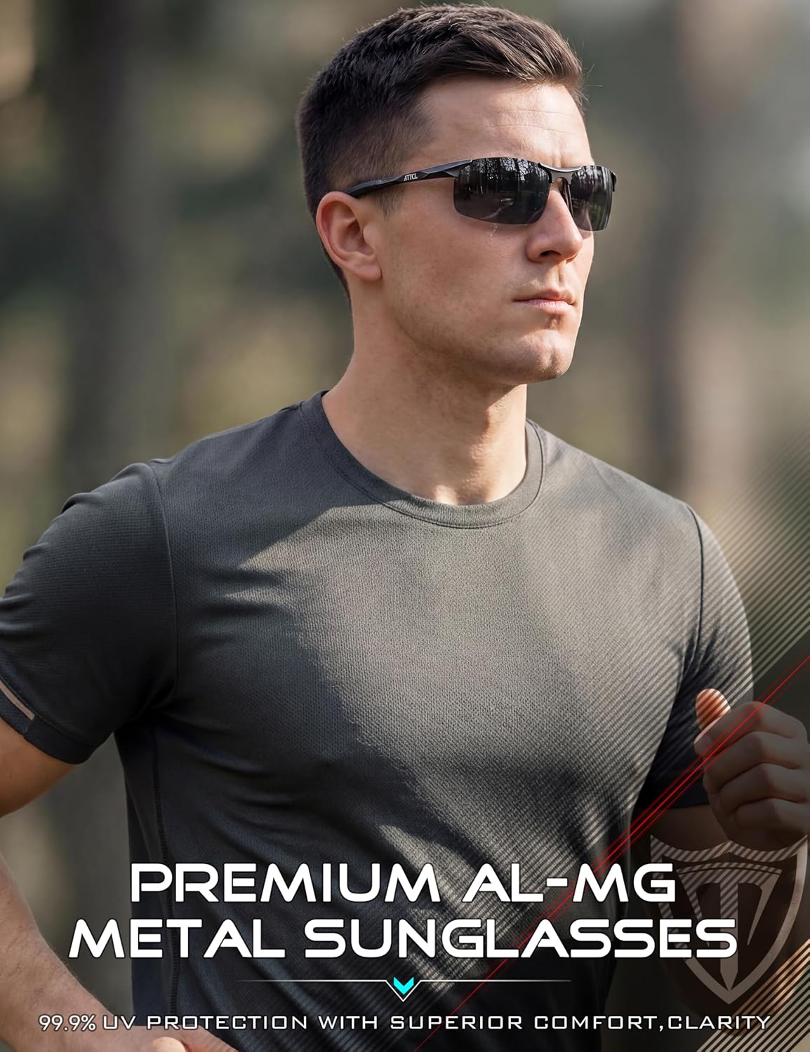 0.9 oz Polarized Sunglasses Men Al-Mg Metal Golf Fishing Sports UV400 | Lightweight Wrap Around Anti Slip Frame