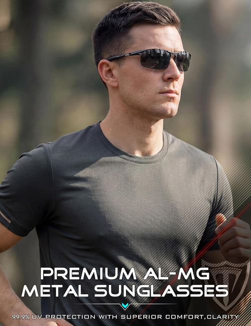 0.9 oz Polarized Sunglasses Men Al-Mg Metal Golf Fishing Sports UV400 | Lightweight Wrap Around Anti Slip Frame