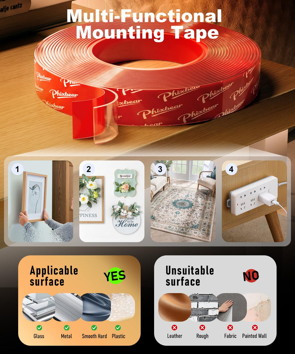 Industrial Grade Double Sided Tape, 1.18in x 9.85ft