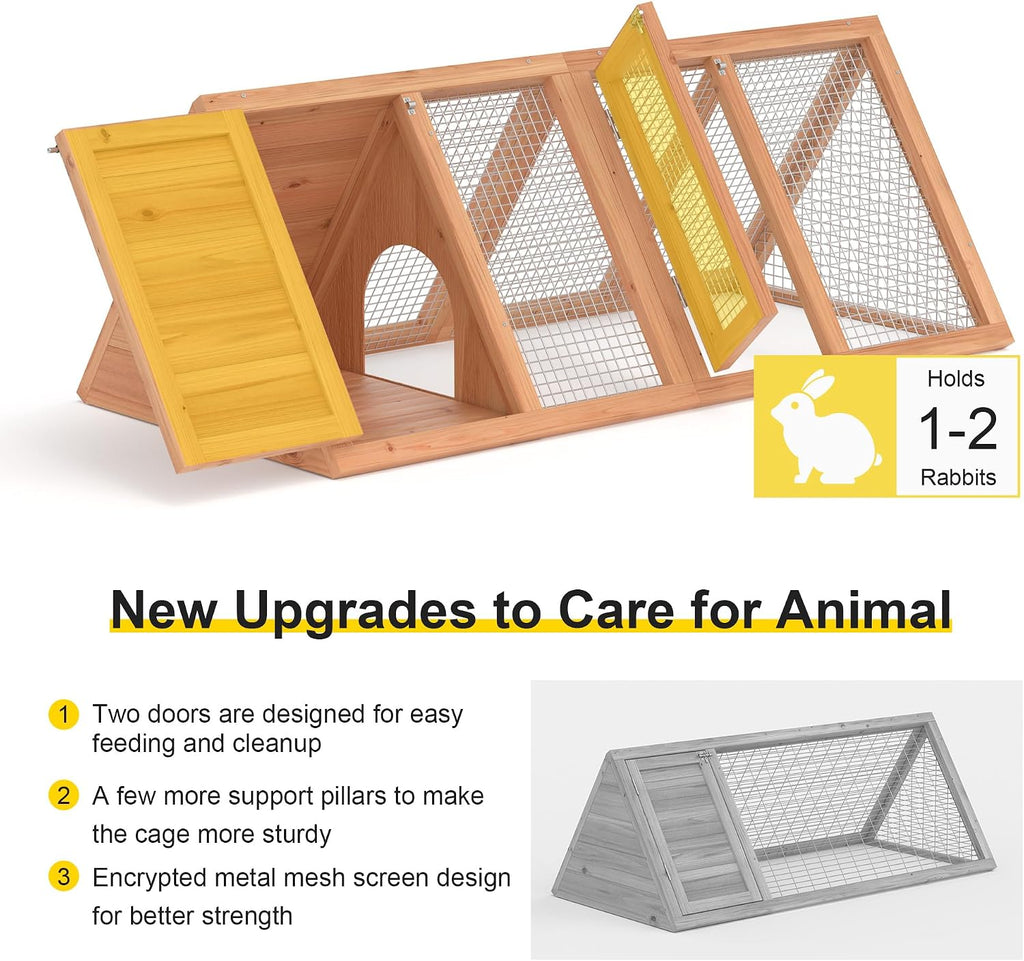 Wooden Chicken Coop Rabbit Hutch for 2 Hens, Wood