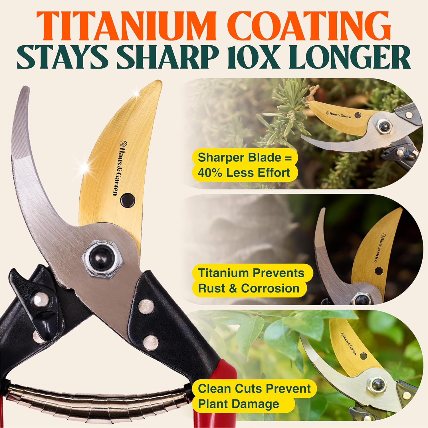 ForgedPRO 8.75" Heavy Duty Professional Titanium Bypass Pruning Shears - Use As Pruners, Garden Shears, Handheld