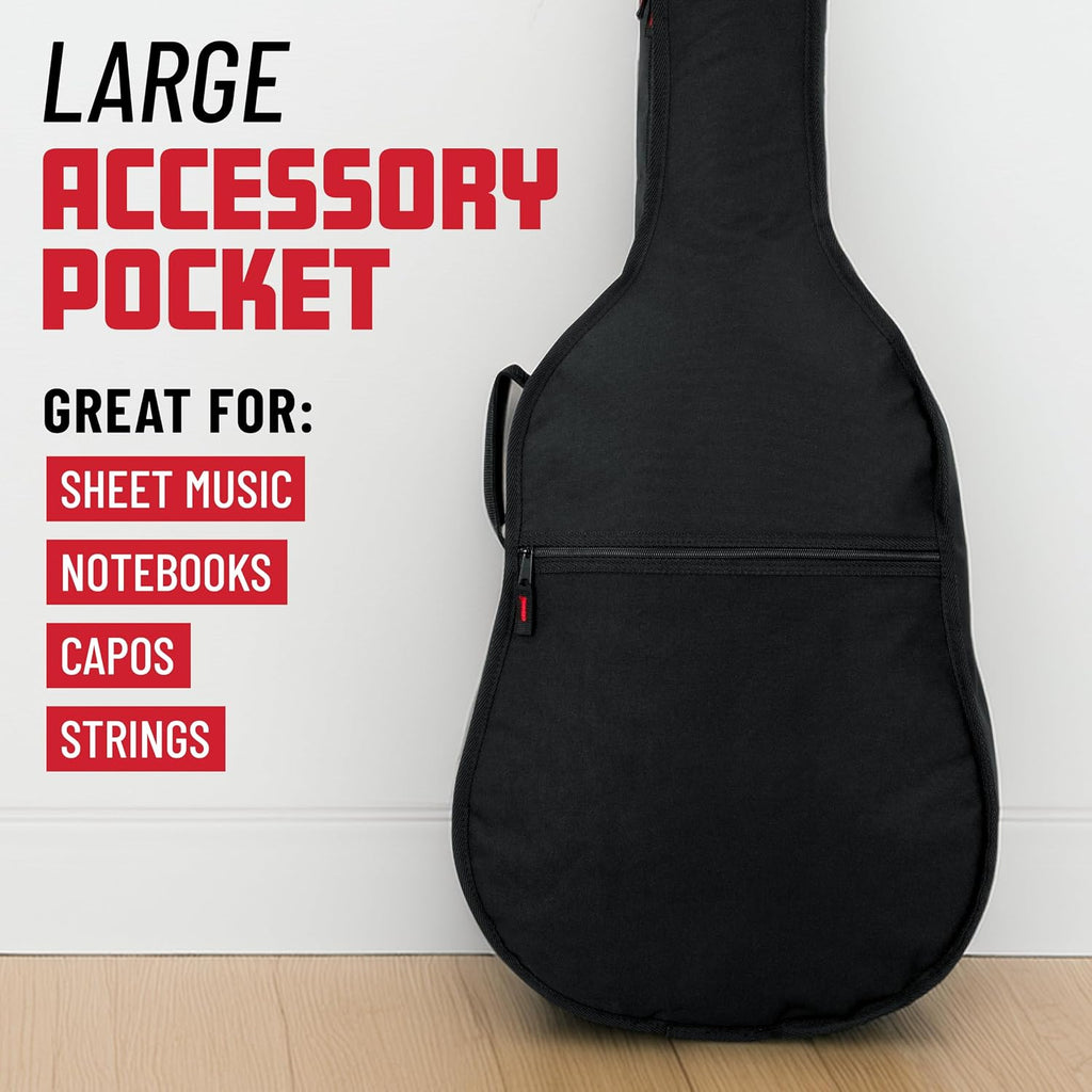 Cases Foam Padded Acoustic Guitar Gig Bag, Fits Dreadnought Style Acoustic Guitars up to 41.9" in Length (GBE-DREAD)