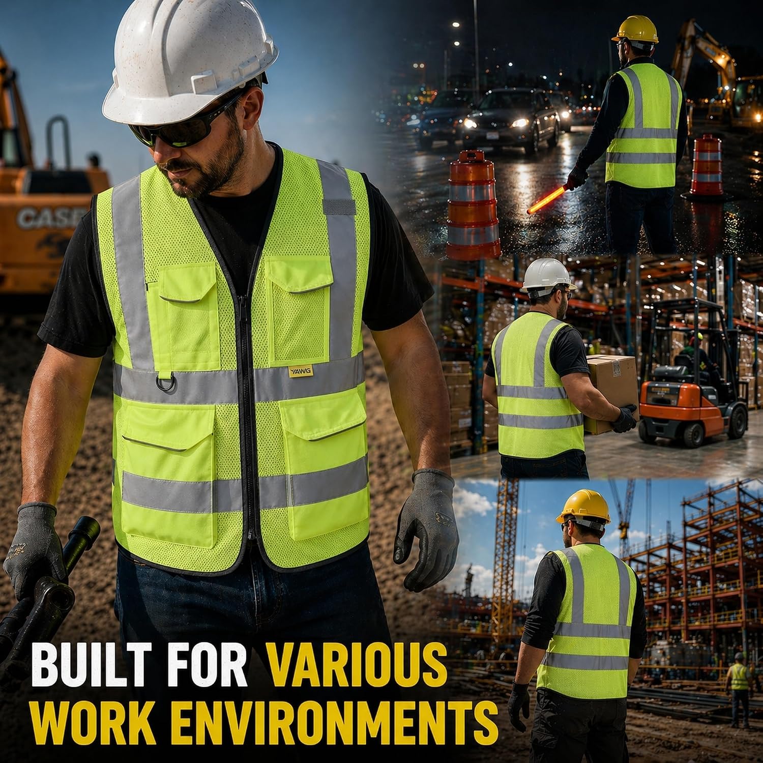 Reflective Safety Vest for Men Women with Pockets,Meets ANSI/ISEA | Breathable Mesh Construction Vest with Reinforced