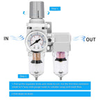 NANPU 1/4" NPT Air Dryer System - 5 Micron Particulate Filter, 0.5 Micron Coalescing Filter