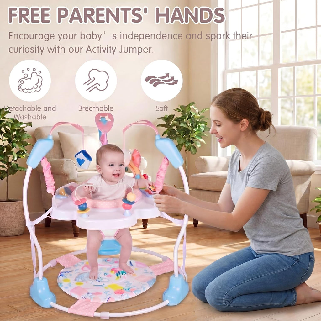 Baby Activity Center, 3-in-1 Baby Jumper, Infant Activity Center with 360° Rotating Seat, Music, Lights, 3 Adjustable