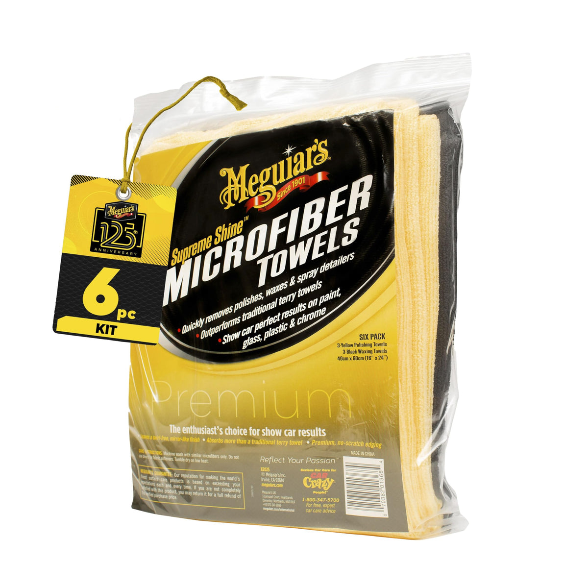 Supreme Shine Microfiber Towels, 6 Pack