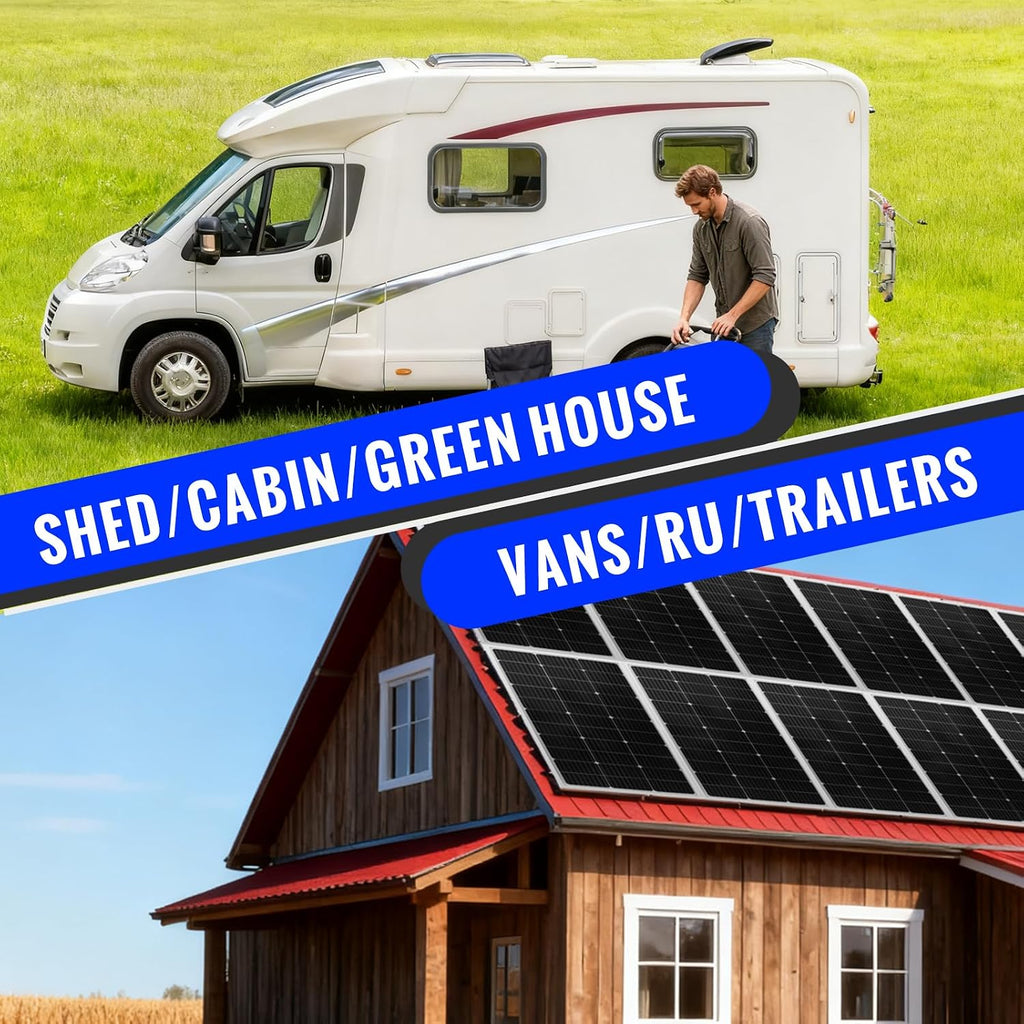 100W Monocrystalline Solar Panel Kit with 20A PWM Controller - 12V/24V High Efficiency Solar Panel for RV, Boat