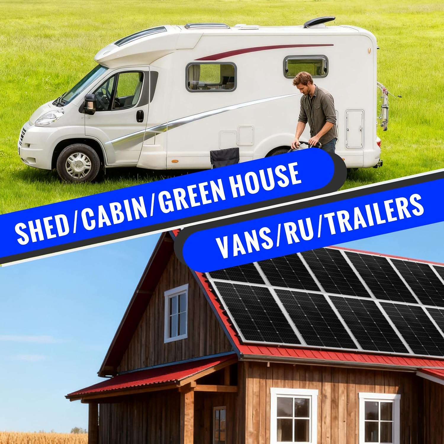 100W Monocrystalline Solar Panel Kit with 20A PWM Controller - 12V/24V High Efficiency Solar Panel for RV, Boat