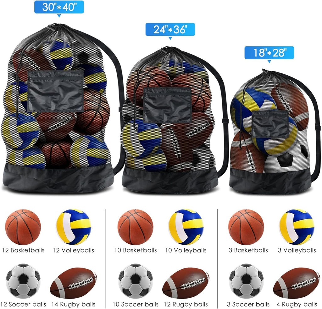 Thickened Extra Large Sports Ball Bag Mesh Socce Ball Bag Heavy Duty Drawstring Bags Team Work for Holding