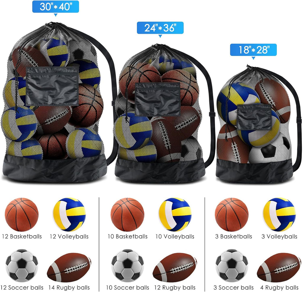 Thickened Extra Large Sports Ball Bag Mesh Socce Ball Bag | Heavy Duty Drawstring Bags Team Work for Holding