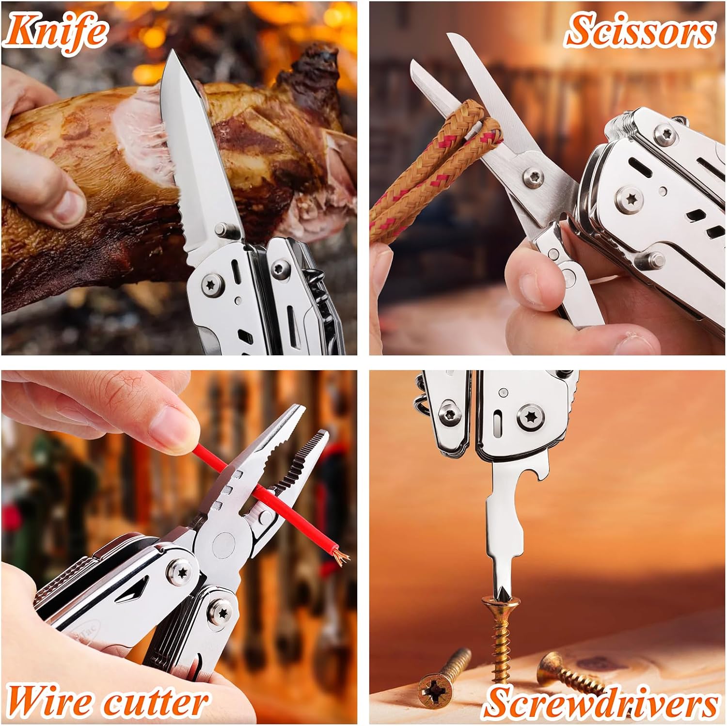 Multi Tool Pocket Knife Tactical Camping Survival Knife Gifts for Men Dad Husband 18 in 1 Multitool Pliers Scissors