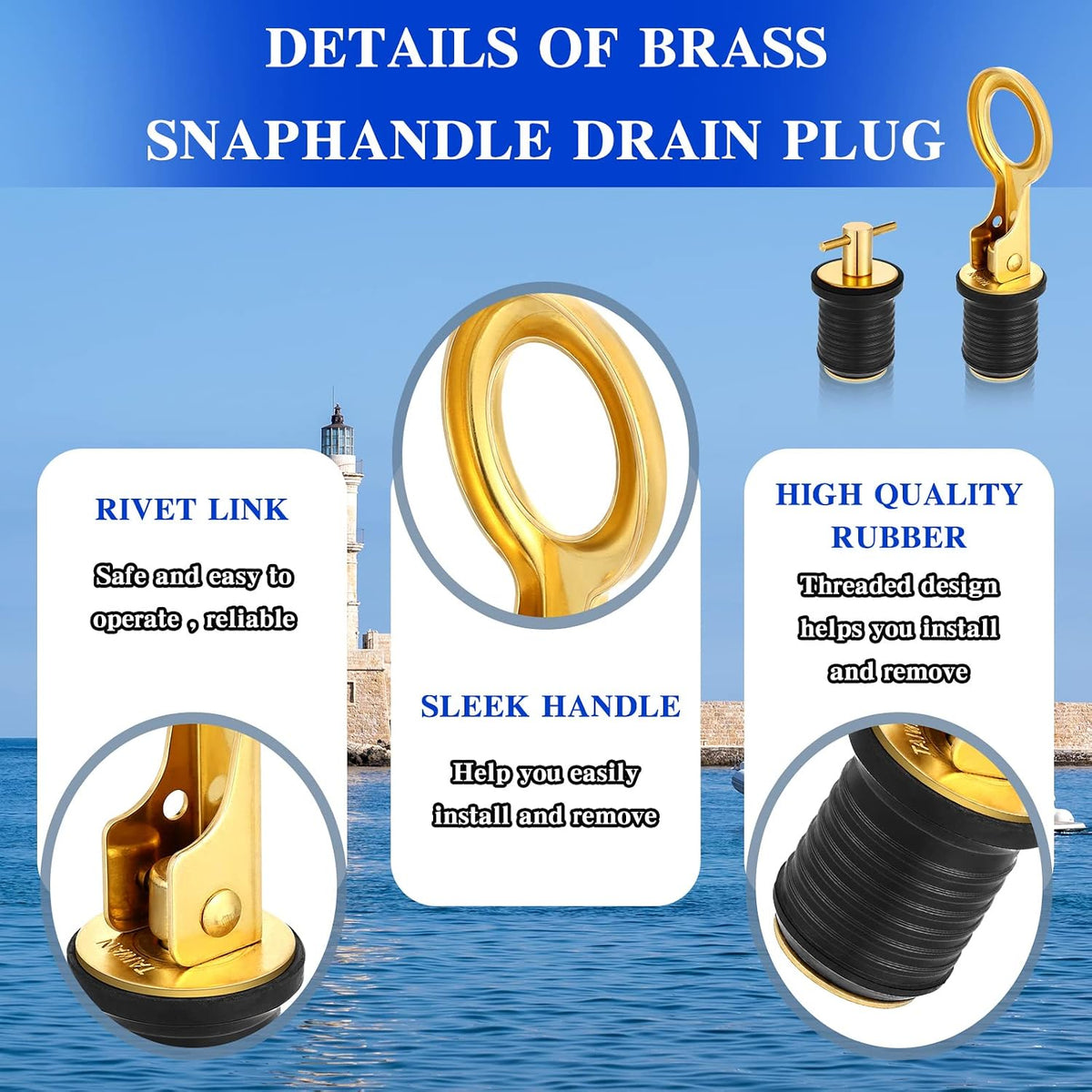 Amyhill 2 Pack Boat Drain Plugs T and O Handle