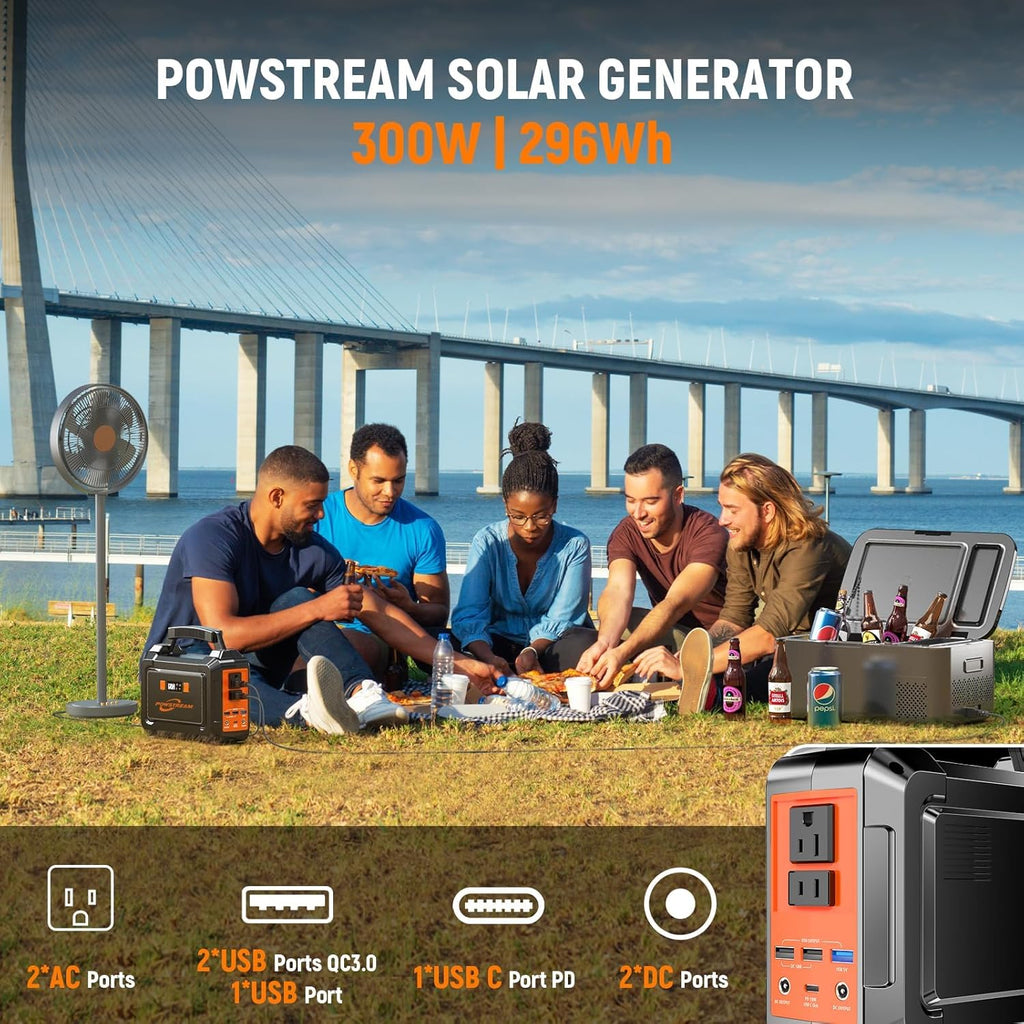 296Wh Portable Power Station with Solar Panel 60W Kit Solar Generator with Panels Included AC Outlet 300W Pure Sine