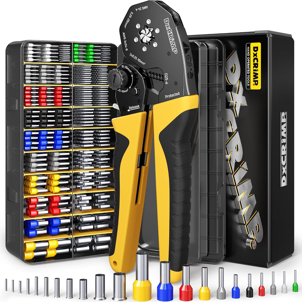 Hex Ferrule Crimping Tool Kit AWG 24-4 Wire Ferrules 22 Sizes