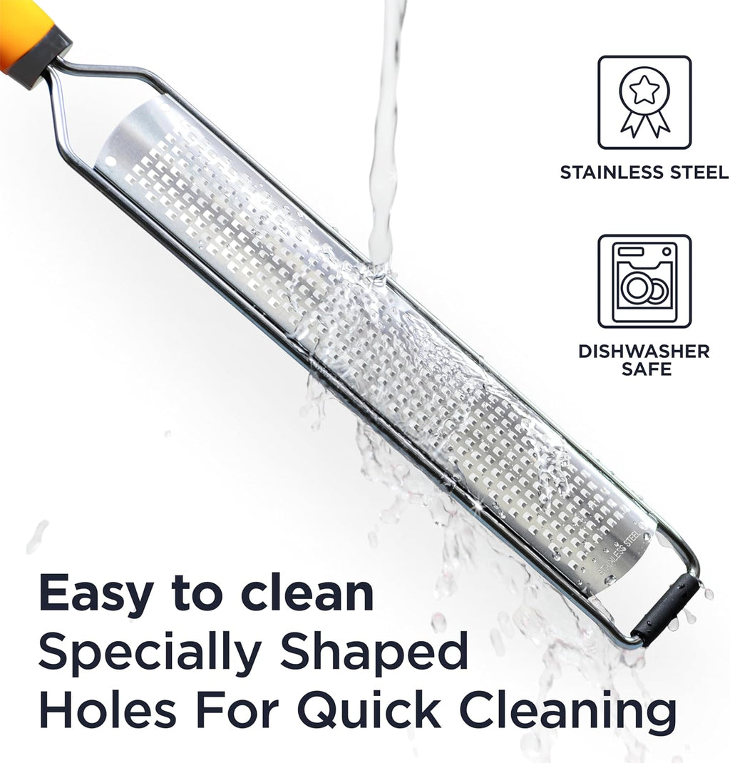 PRO Lemon Zester & Heavy Duty Cheese Grater & Vegetable Grater - Parmesan Cheese Lemon, Garlic, Nutmeg, Chocolate