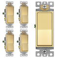 ENERLITES Gold 3-Way Decorator Paddle Rocker Light Switch, 15A, 5 Pack