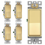ENERLITES Gold 3-Way Decorator Paddle Rocker Light Switch, 15A, 5 Pack