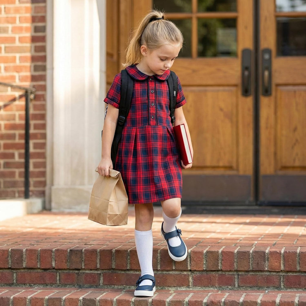 Girls Mary Jane Shoes Kids School Uniform Flats | Girls Mary Jane Sneakers, Hook-And-Loop, Easy On/Off, Safe
