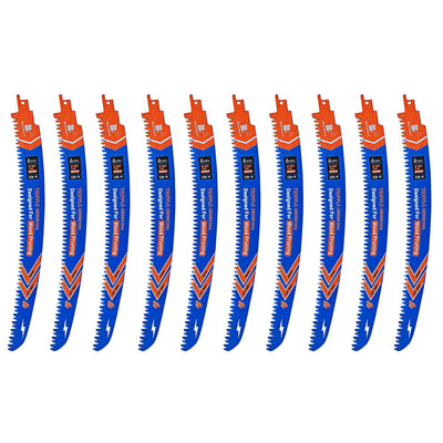 BRSCHNITT Japanese Teeth Reciprocating Saw Blades 12" 10PCS - Curved Edge Wood Pruning Saw Blades 6TPI for Tree Trimming,Wood Cutting,Cr-V Sabre Saw Pruning Blade