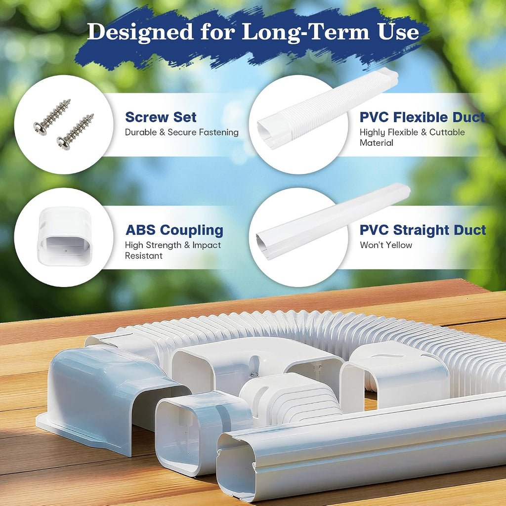 10ft Mini Split Line Set Cover 3" PVC for AC & Heat Pump White | Premium PVC & ABS; UV-resistant; snap-on for quick