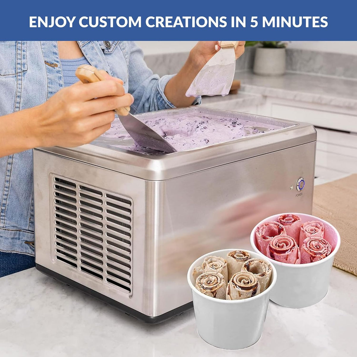 Automatic Rolled Ice Cream Maker, 0.5 Qt, ICR-300SS