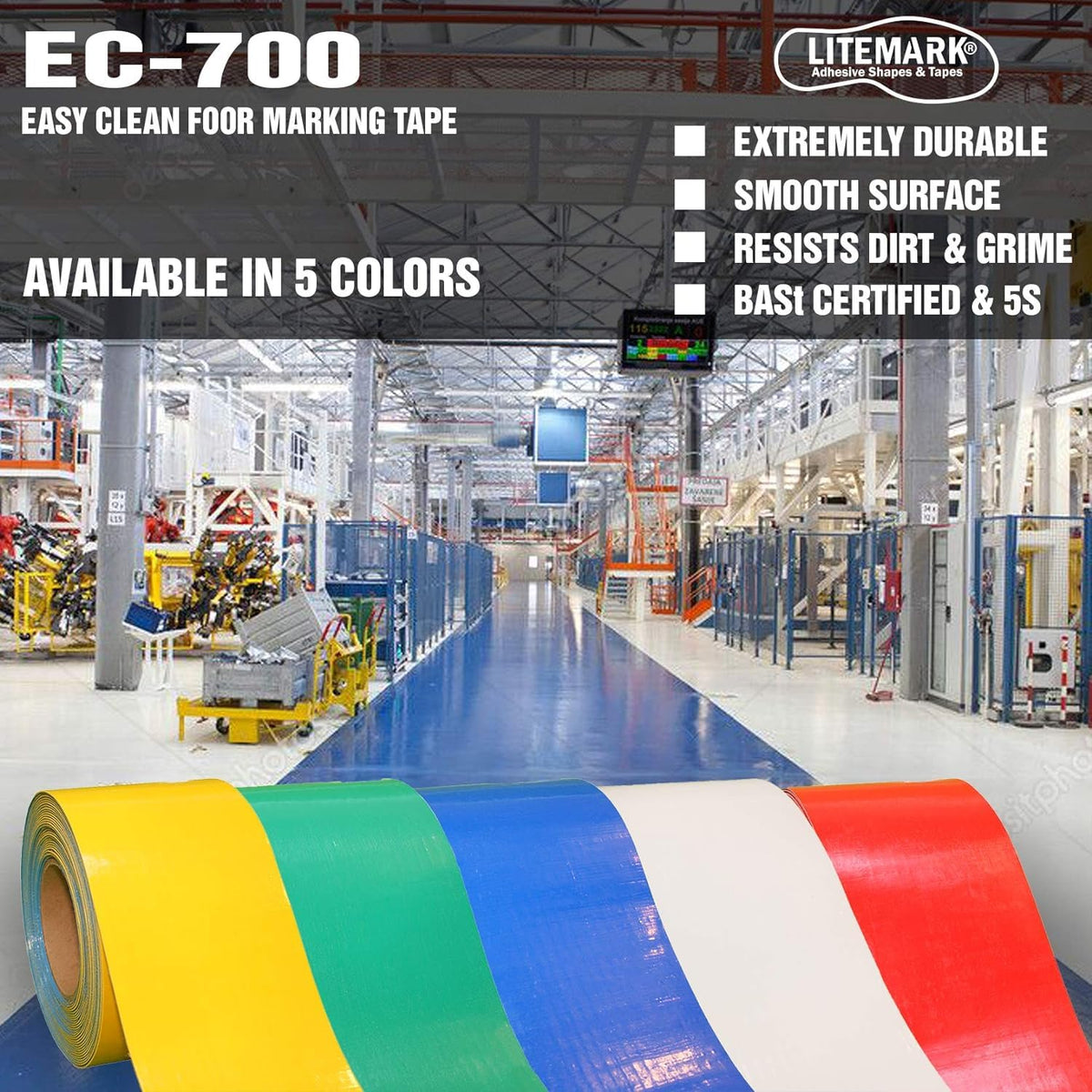 Duramark EC700 Floor Marking Tape for Concrete and Pavement | Industrial Marking Tape for Warehouses | Long-Lasting |